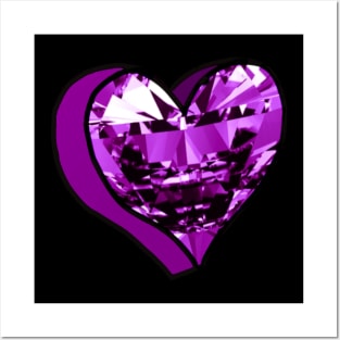 Purple Diamond Love Heart Posters and Art